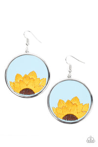 Sun-Kissed Sunflowers- Blue and Silver Earrings- Paparazzi Accessories