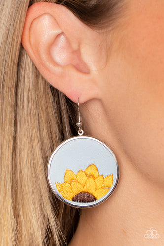 Sun-Kissed Sunflowers- Blue and Silver Earrings- Paparazzi Accessories