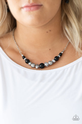 The Big-Leaguer- Black and Silver Necklace- Paparazzi Accessories