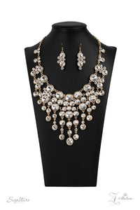 The Rosa- White and Gold Zi Necklace- Paparazzi Accessories