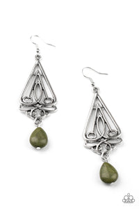 Transcendent Trendsetter- Green and Silver Earrings- Paparazzi Accessories