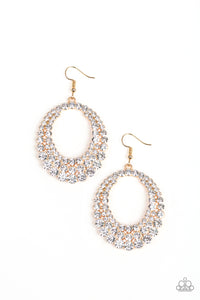 Universal Shimmer- White and Gold Earrings- Paparazzi Accessories