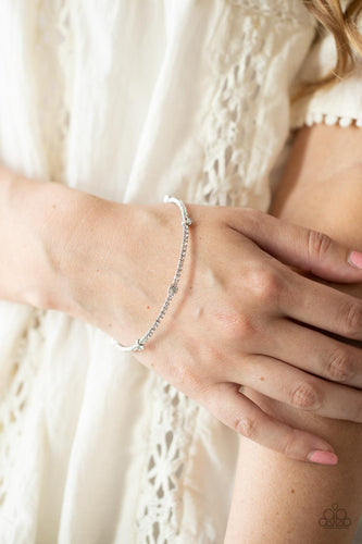 Upgraded Glamour- White and Silver Bracelet- Paparazzi Accessories