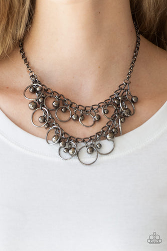 Warning Bells- Gunmetal Necklace- Paparazzi Accessories