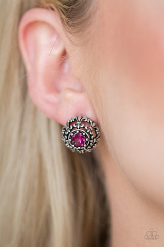 Courtly Courtliness- Pink and Silver Earrings- Paparazzi Accessories