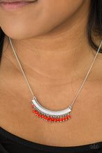 Load image into Gallery viewer, Fringe Fever- Red and Silver Necklace- Paparazzi Accessories