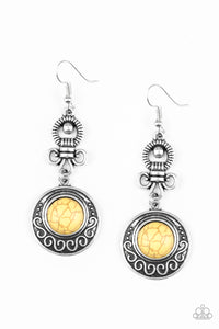 Southern Serenity- Yellow and Silver Earrings- Paparazzi Accessories