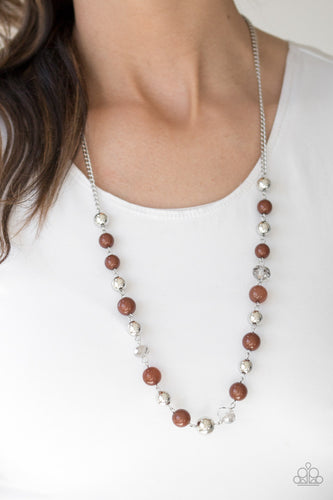 Weekend Getaway- Brown and Silver Necklace- Paparazzi Accessories