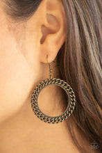 Load image into Gallery viewer, Above The RIMS- Brass Earrings- Paparazzi Accessories