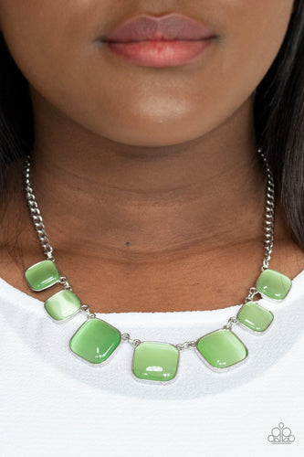 Aura Allure- Green and Silver Necklace- Paparazzi Accessories
