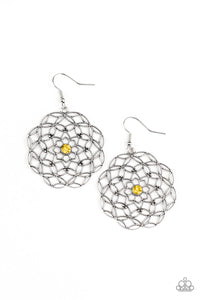 Botanical Bash- Yellow and Silver Earrings- Paparazzi Accessories
