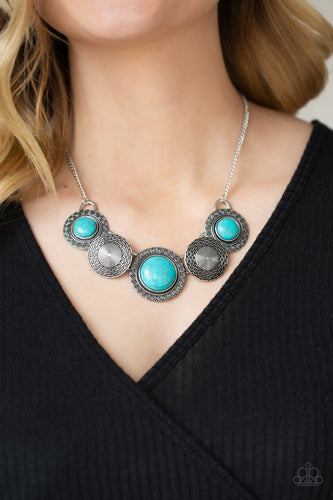 Canyon Cottage- Blue and Silver Necklace- Paparazzi Accessories
