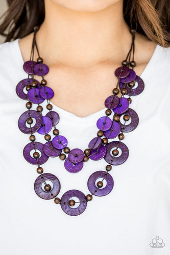 Catalina Coastin- Purple and Brown Necklace- Paparazzi Accessories