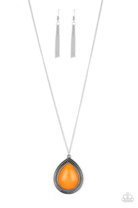 Chroma Courageous- Orange and Silver Necklace- Paparazzi Accessories
