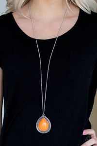 Chroma Courageous- Orange and Silver Necklace- Paparazzi Accessories