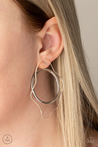 Clear The Way!- White and Silver Earrings- Paparazzi Accessories