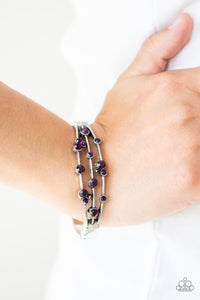 Cosmic Candescence- Purple and Silver Bracelet- Paparazzi Accessories