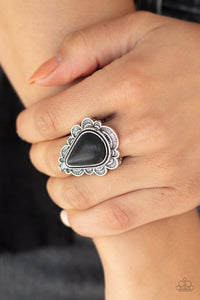 Desert Escape- Black and Silver Ring- Paparazzi Accessories