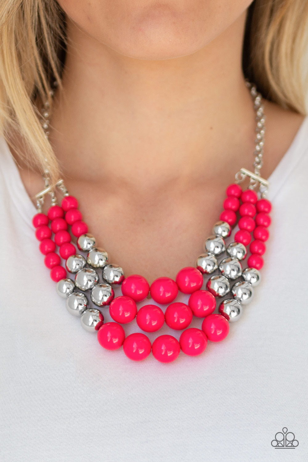 Dream Pop- Pink and Silver Necklace- Paparazzi Accessories