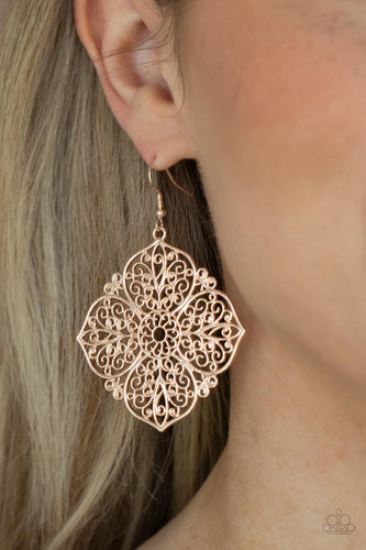 Dubai Detour- Rose Gold Earrings- Paparazzi Accessories