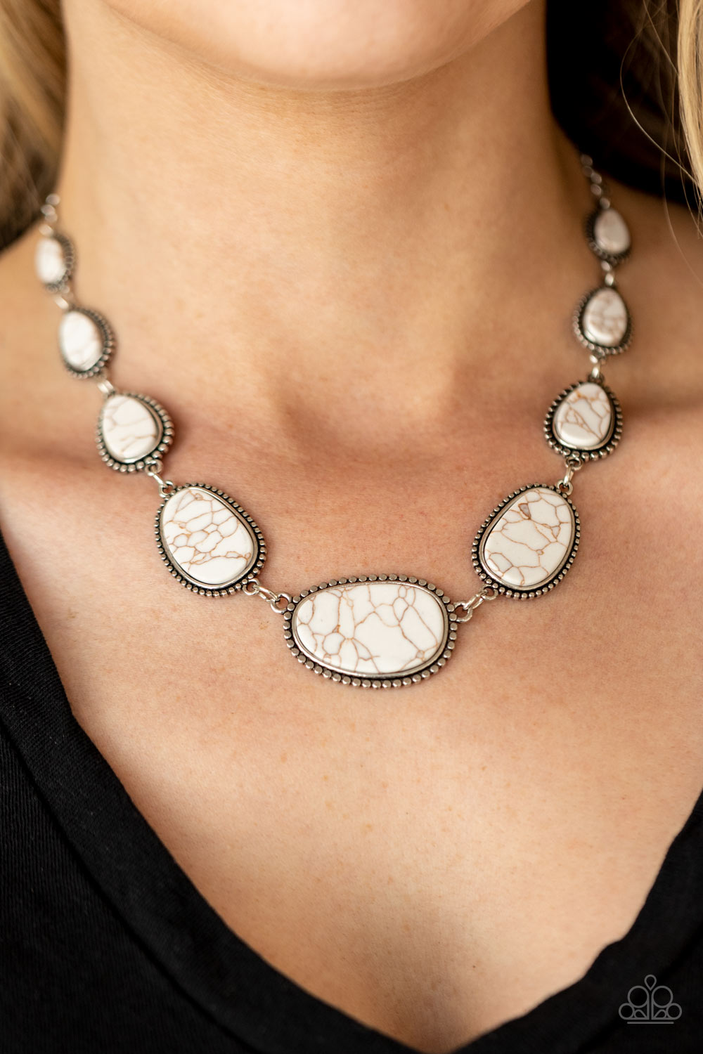 Elemental Eden- White and Silver Necklace- Paparazzi Accessories