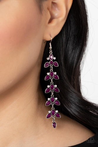 Fanciful Foliage- Purple and Silver Earrings- Paparazzi Accessories