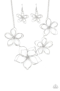 Flower Garden Fashionista- Silver Necklace- Paparazzi Accessories