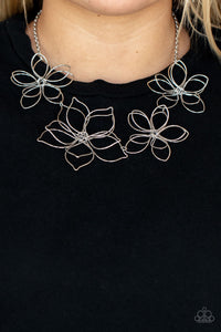 Flower Garden Fashionista- Silver Necklace- Paparazzi Accessories