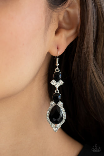 Fully Flauntable- Black and Silver Earrings- Paparazzi Accessories