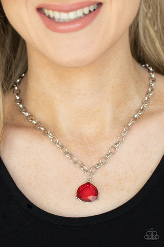 Gallery Gem- Red and Silver Necklace- Paparazzi Accessories
