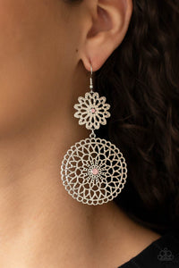 Garden Mantra- Pink and Silver Earrings- Paparazzi Accessories