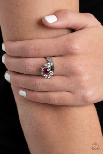 GLOW A Fuse- Pink and Silver Ring- Paparazzi Accessories