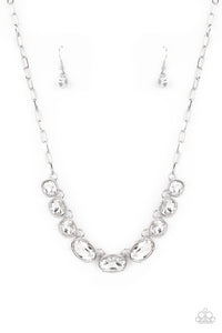 Gorgeously Glacial- White and Silver Necklace- Paparazzi Accessories
