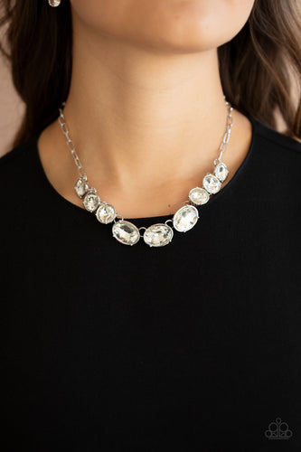Gorgeously Glacial- White and Silver Necklace- Paparazzi Accessories