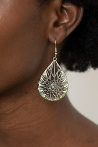 Icy Mosaic- Green and Silver Earrings- Paparazzi Accessories