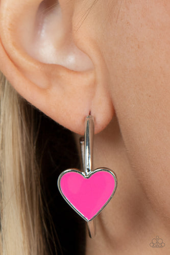 Kiss Up- Pink and Silver Earrings- Paparazzi Accessories