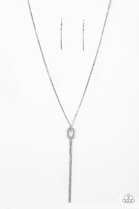 Knockout Knot- White and Silver Necklace- Paparazzi Accessories