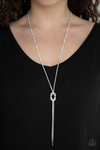 Load image into Gallery viewer, Knockout Knot- White and Silver Necklace- Paparazzi Accessories