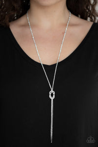 Knockout Knot- White and Silver Necklace- Paparazzi Accessories