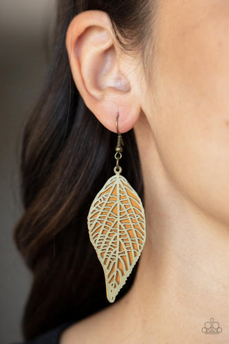 Leafy Luxury- Brown and Brass Earrings- Paparazzi Accessories