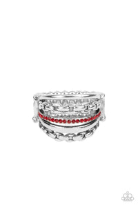 LINK Out Loud- Red and Silver Ring- Paparazzi Accessories