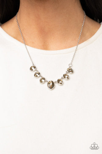 Material Girl Glamour- Brown and Silver Necklace- Paparazzi Accessories