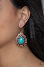 Load image into Gallery viewer, Mountain Mover- Blue and Copper Earrings- Paparazzi Accessories