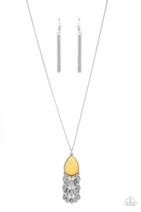 Musically Mojave- Yellow and Silver Necklace- Paparazzi Accessories