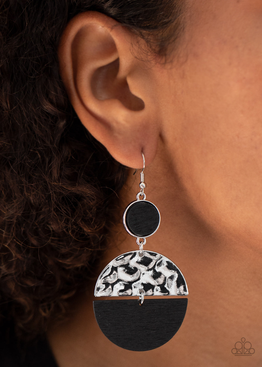Natural Element- Black and Silver Earrings- Paparazzi Accessories