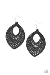 One Beach At A Time- Black Wooden Earrings- Paparazzi Accessories