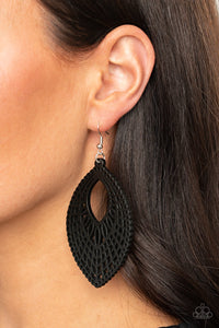 One Beach At A Time- Black Wooden Earrings- Paparazzi Accessories