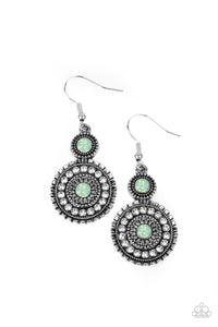 Opulent Outreach- Green and Silver Earrings- Paparazzi Accessories