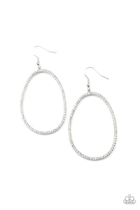 OVAL-ruled!- White and Silver Earrings- Paparazzi Accessories