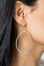 Load image into Gallery viewer, OVAL-ruled!- White and Silver Earrings- Paparazzi Accessories